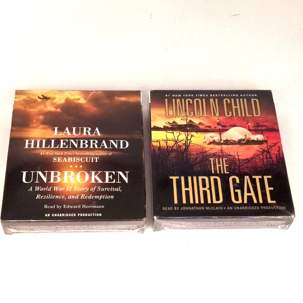 Audio Books CD Fiction Novels Unbroken & The Third Gate Unabridged Lot of‎ 2 NEW